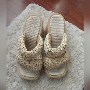 Farm Rio Raffia Platform Sandals FLAWED